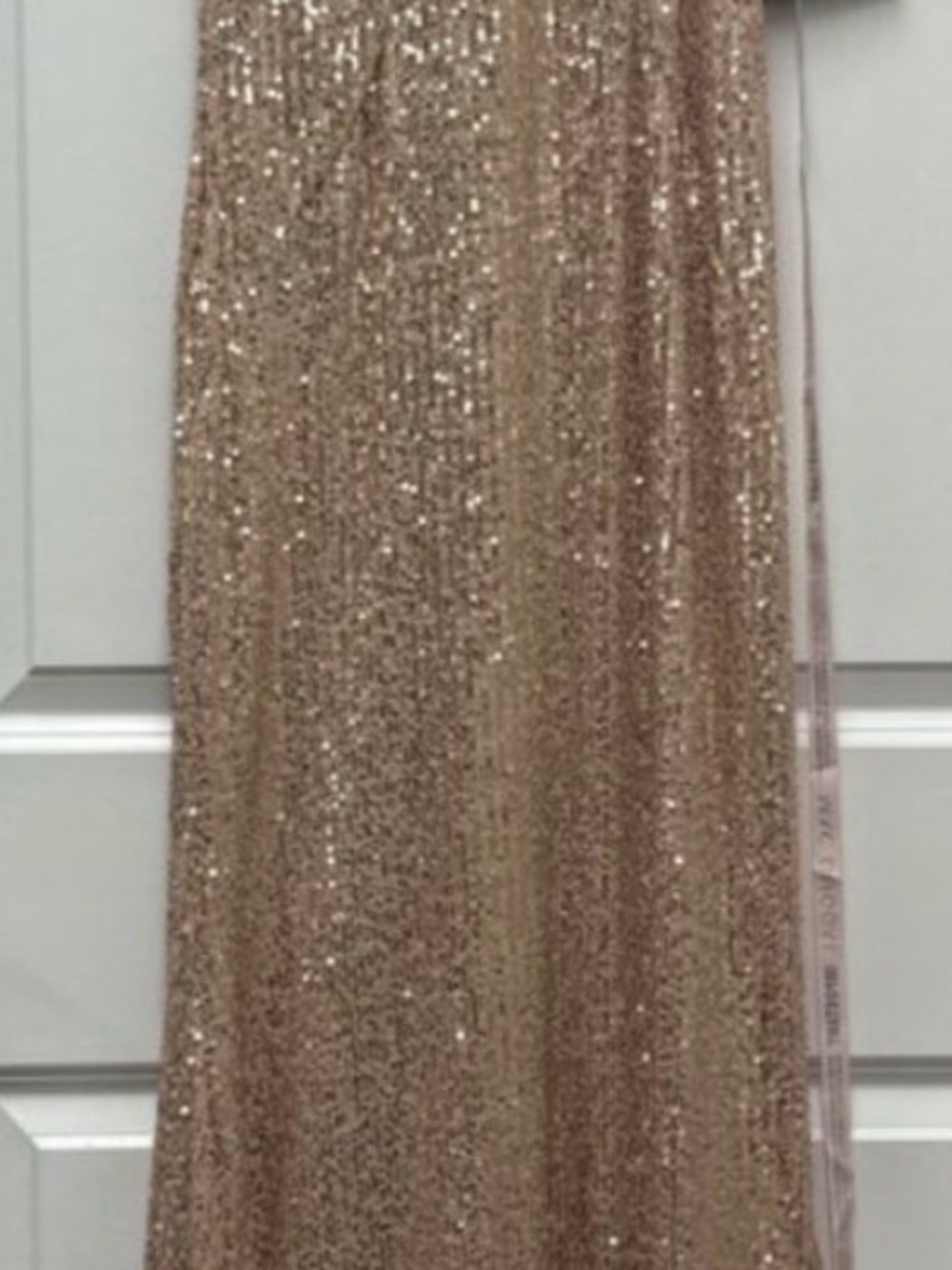 Ieena for Mac Duggal Elegant Rose Gold Sequin Halter Neck Evening Gown - Picture 4 of 8